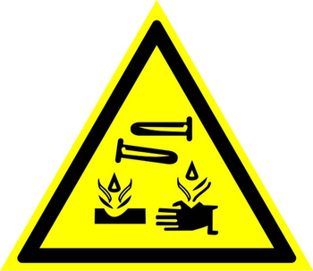W04 опасно! едкие и коррозионные вещества (пластик, сторона 200 мм) - Знаки безопасности - Предупреждающие знаки - Магазин охраны труда ИЗО Стиль